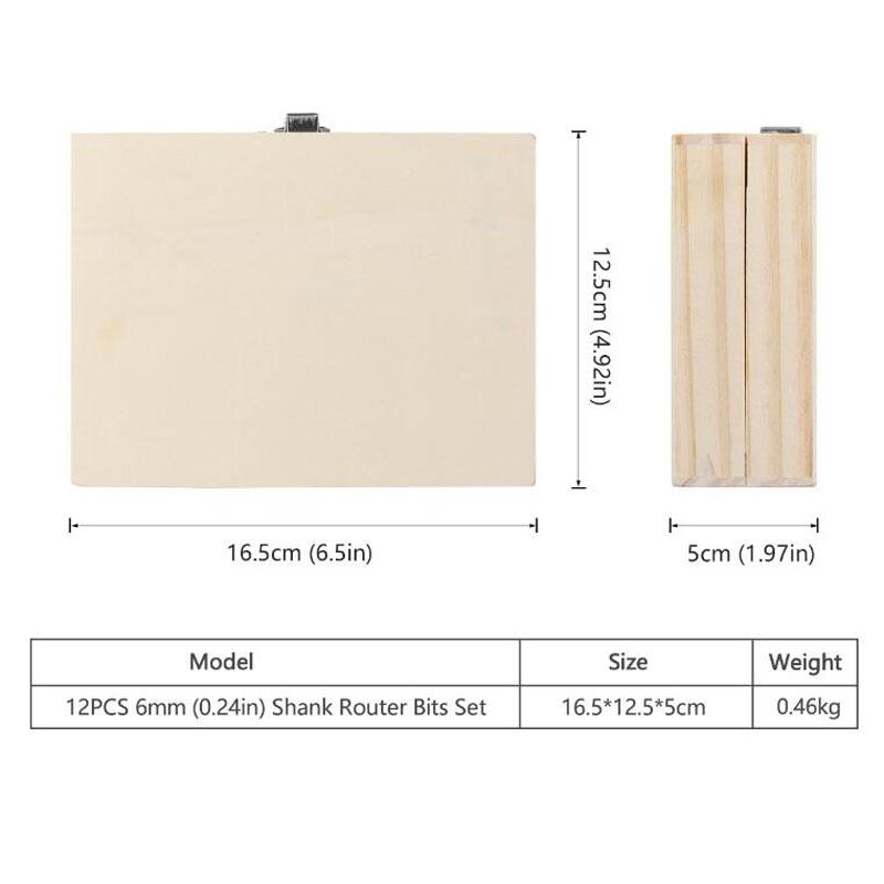 12pcs 6mm Shank Wood Working Router Bit Set Trimming Straight Milling Cutter Wood Bits