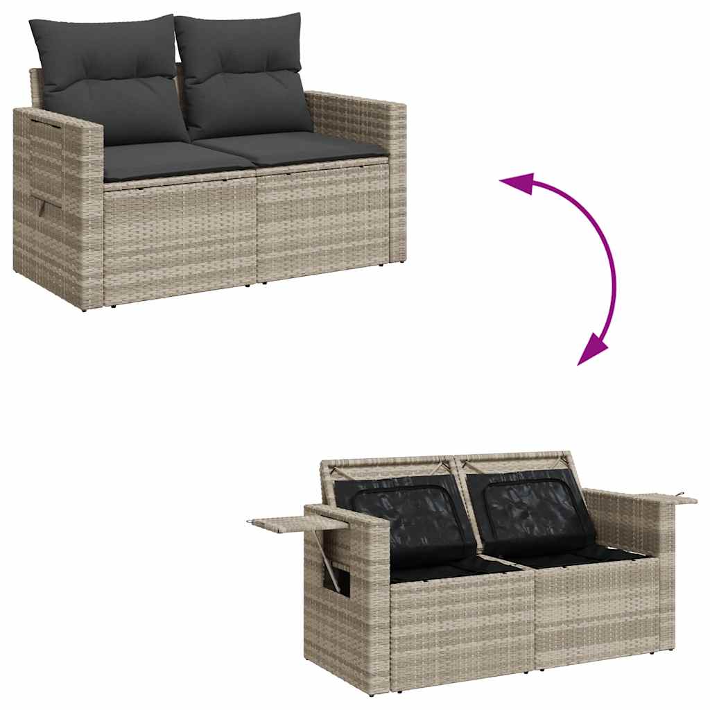 6 Piece Garden Sofa Set with Cushions Light Grey PE Rattan