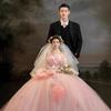 Nuevo vestido de novia de alta gama estilo pintura al óleo con flores, vestido color rosa Mori