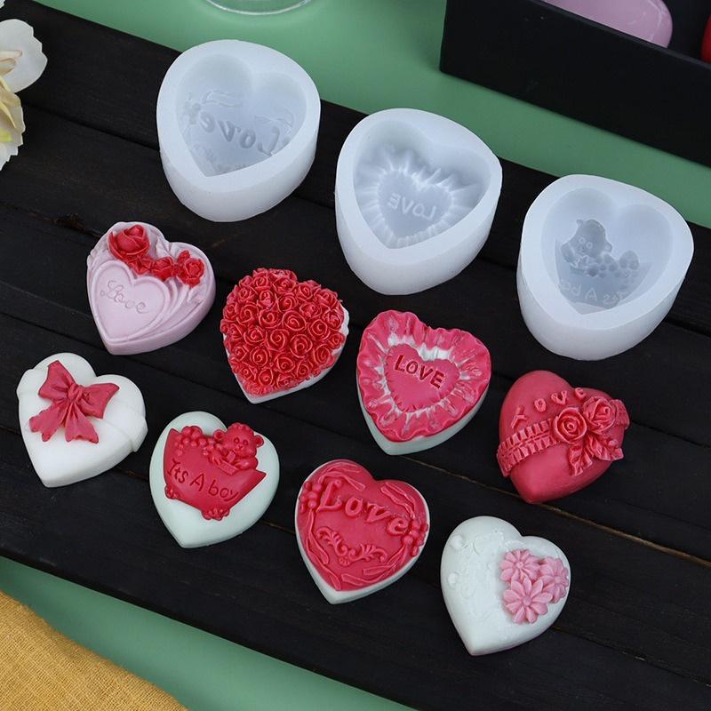 Heart Shaped Silicone Mold Handmade Chocolate Mousse Cake Baking Mold DIY Aromatherapy Candle Mold Valentine's Day Gift Decor