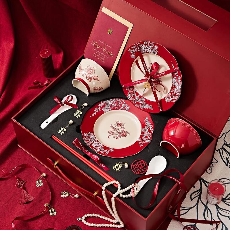 Shangxing Zhishi Underglaze Gold Tracing 8-Piece Ceramic Dinnerware Set