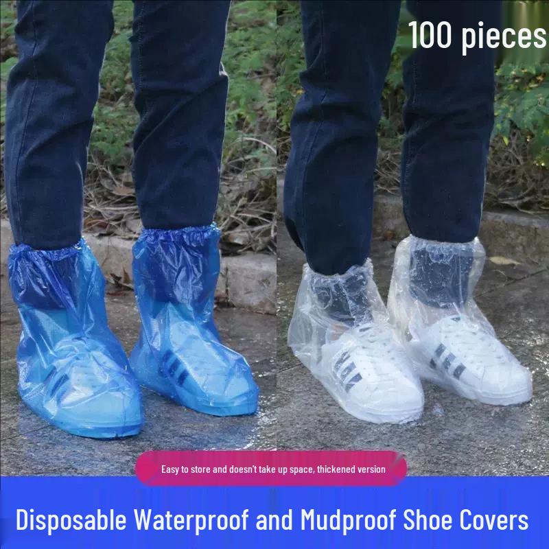 Waterproof Non-Slip High-Top Rain Shoe Covers for Men, Women, and Kids – Thick and Transparent for Rainy Days.