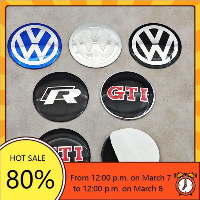 For VW Volkswagen Jetta MK5 Golf 4pcs 56mm Aluminum Car Wheel Center Hub Caps Stickers Emblem Badge For Volkswagen VW Golf 4 5 6