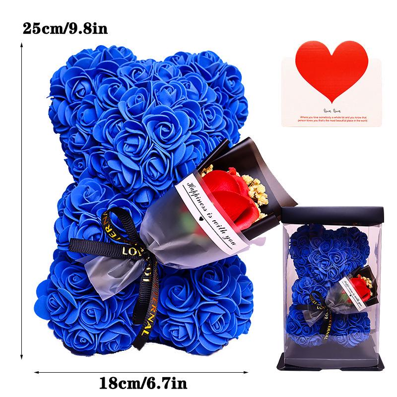 25cm Everlasting Rose Bear Bouquet - Valentine's Day Gift