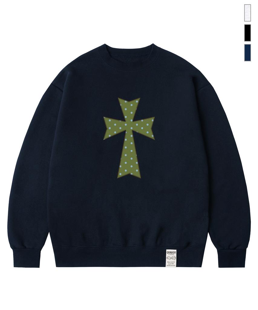 GRAVER [Unisex] Dot Cross Sweatshirt_4Color