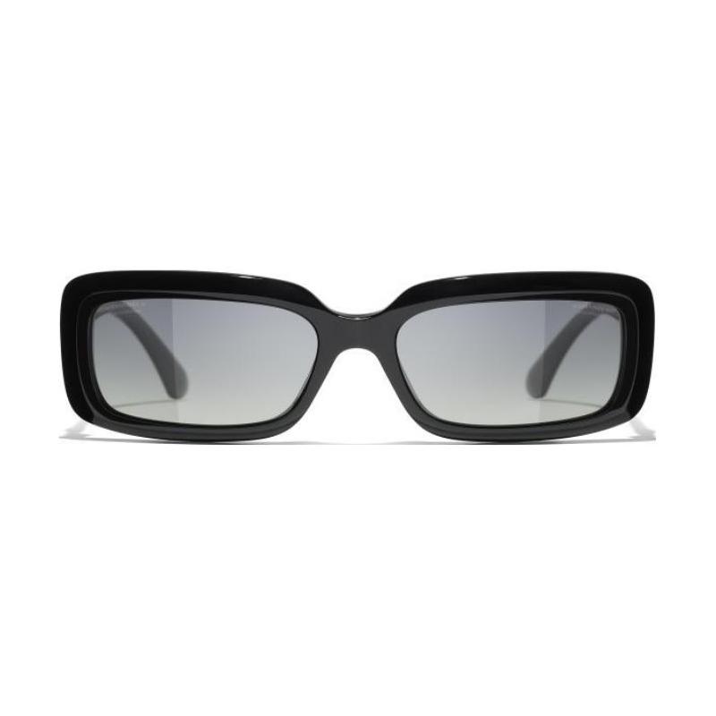 Chanel Brand Logo Acetate Rectangular Sunglasses Unisex Couple Style Black
