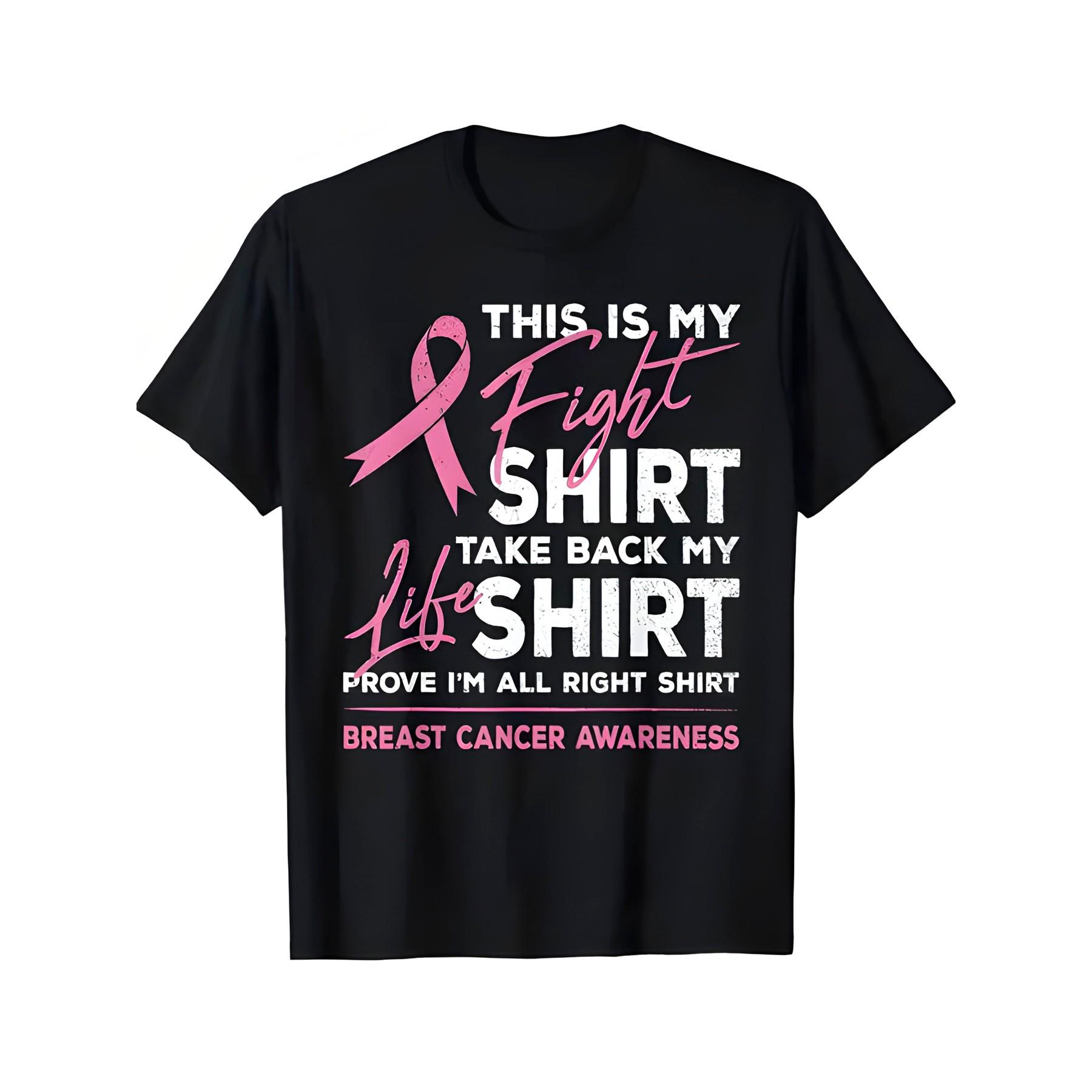 

Breast Cancer Awareness Pink Ribbon Fight Life Graphic Tee Soft Breathable Short Sleeve T-Shirt for Men - Men s Summer Cotton... S разноцветный