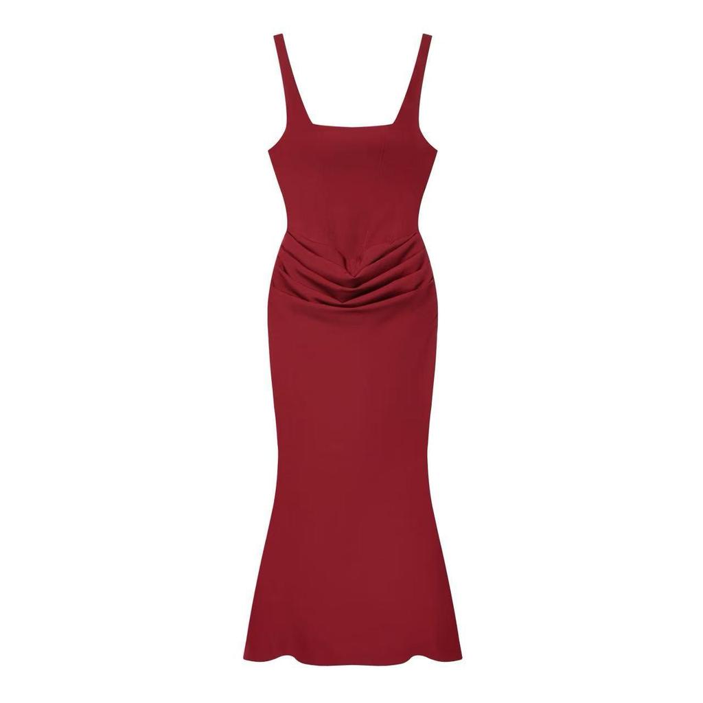 Spaghetti Strap Lace-up Waist-cinching Bodycon Dress for Women