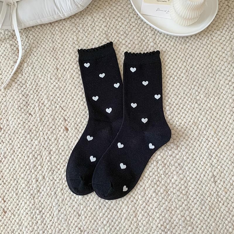 Female Autumn New Sweet Love Lace Boneless In The Tube Pile Socks
