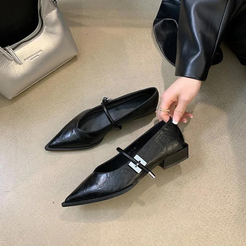 Fashion Spring Autumn Pointed Toe Women Pumps Fashion Shallow Low Heel Shoes Ladies Street Style Mary Jane Shoes