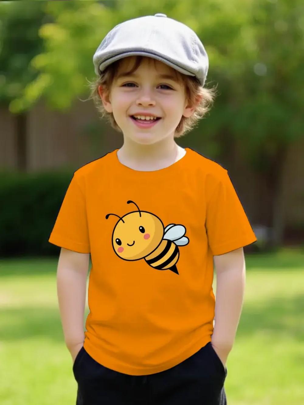 

New Animals Short-Sleeved Cute Little Bee 3D Print Clothing Casual Comfort T-Shirts Outdoors Quick-Drying T-Shirts for Children 110