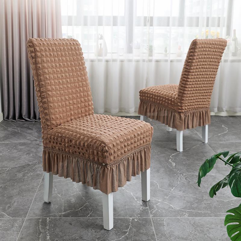 "Elastic Seersucker Skirt Dining Chair Cover - Thickened, Modern, Simple, and Dustproof"