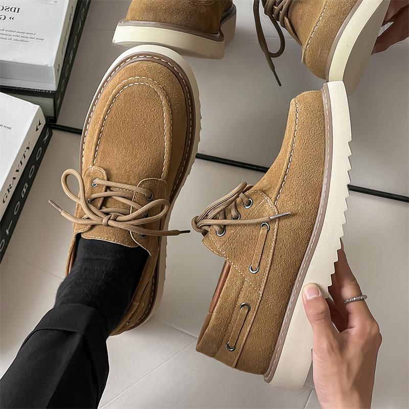 Fashion men's fashion outdoors desert shoes lace-up cow suede leather flats shoe breathable platform work sneakers street style footwear
