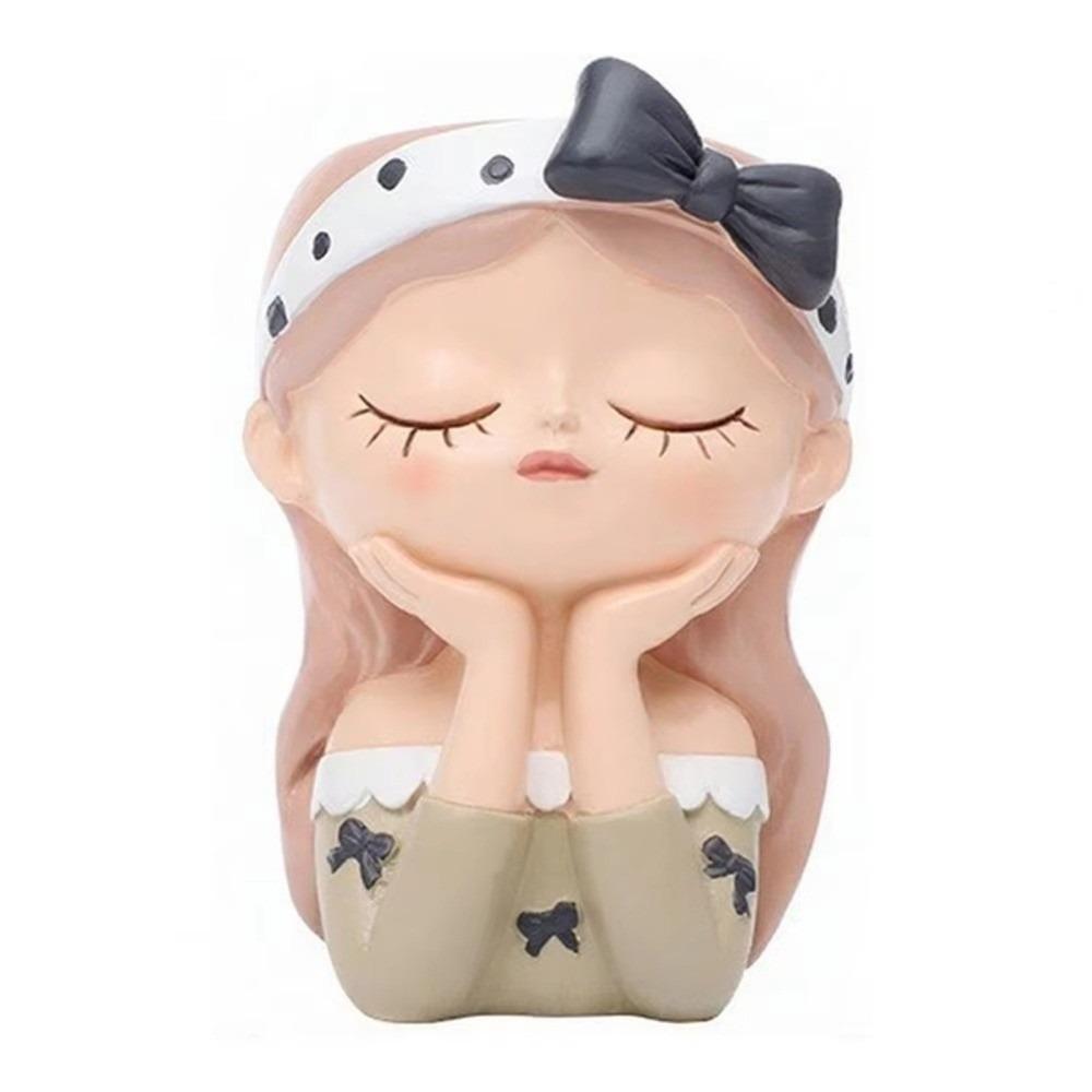 Resin Fairy Flowerpot Nordic Style Bonsai Vase Girl Statue Girl Face Planter Pot Balcony