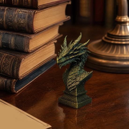 3D Printed Ancient Dragon Bust Sculpture, Realistic Scales & Spikes, One-piece Molding Decor with Multiple Colors, Compact Ornament for Living Room