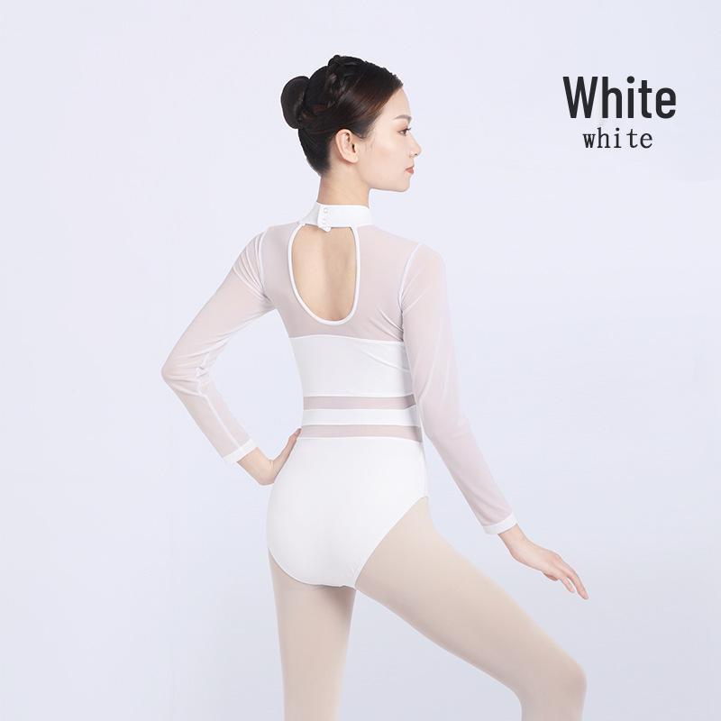 Netz-Ballett- und Yoga-Jumpsuit für Erwachsene - Stehkragen, Offener Rücken