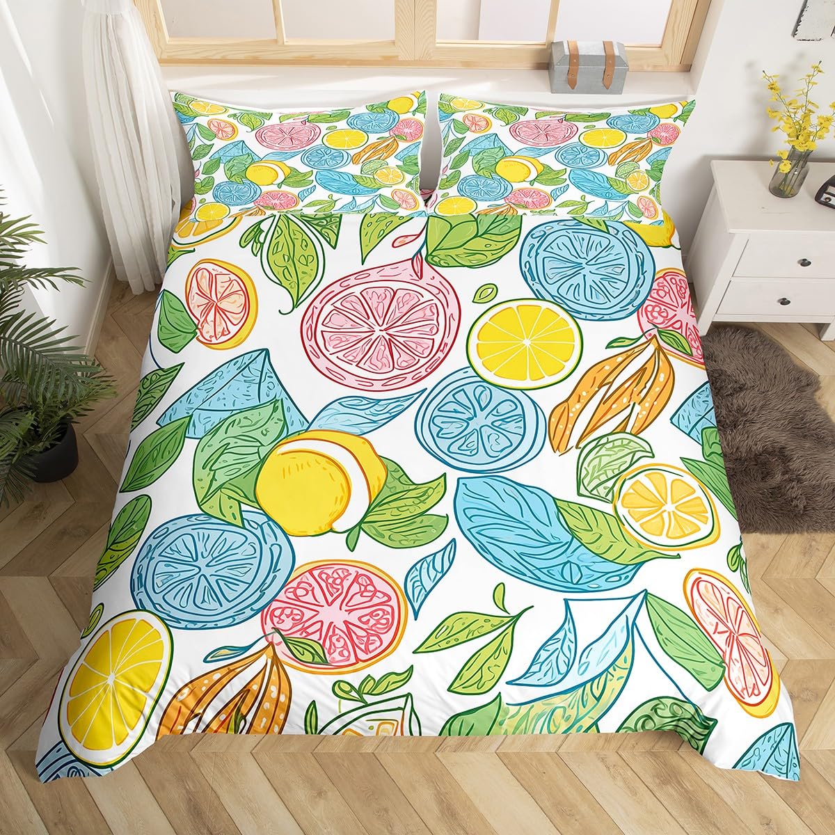 Комплект постельного белья с рисунком фруктов Queen Size Pink Apple Комплект постельного — фото 10