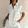 Gepersonaliseerde minimalistische geruite print zomer dames grote maten revers korte mouwen shirt modieus dagelijks veelzijdig topje