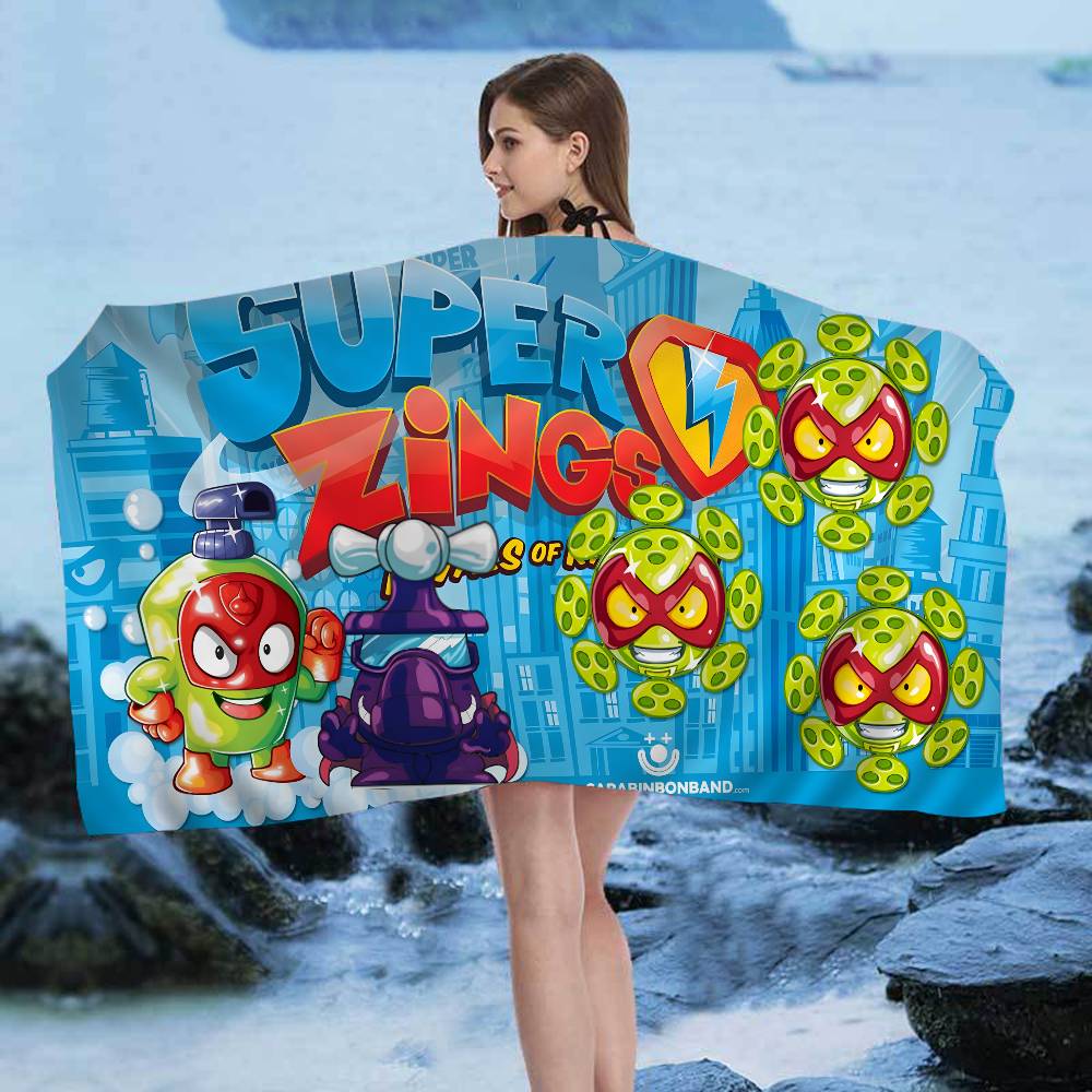 Cute Cartoon Super Zings Microfiber Blanket Quick Drying Beach Towels Oversized Printing Super Absorbent Pool Towel Blanket