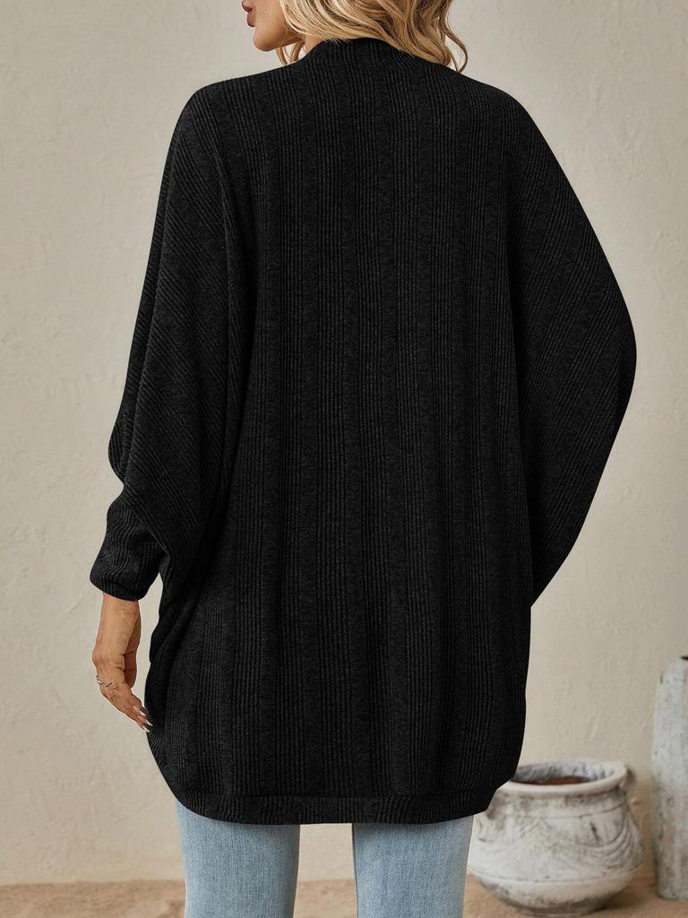 2025 European & American Women's Autumn/Winter Solid Color Mid-Length Knitted Cardigan Sweater