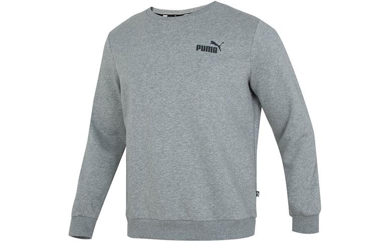PUMA Sweatshirts Men s Gray Crew Neck Moderate Regular 683375-03 L