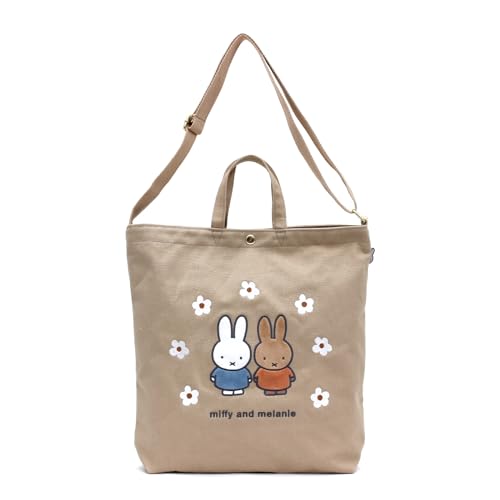 [Hapitas] Miffy Sturdy Canvas Tote Shoulder Bag 6063 B244. Beige Flower Arch