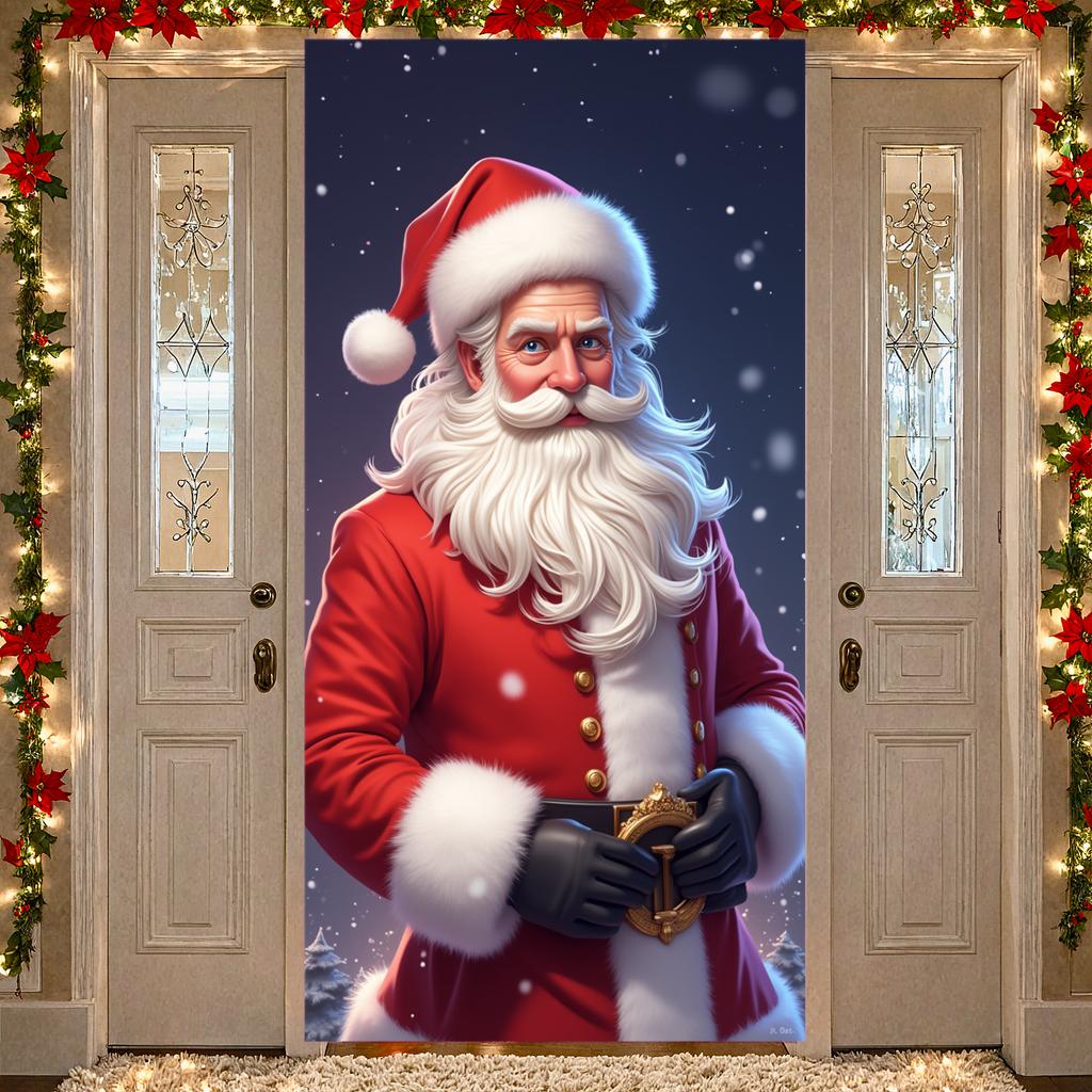Holiday Decoration Gift Boxes Seasonal Banner Christmas Banner Cheerful Expression Santa Claus Banner For Family Gathering