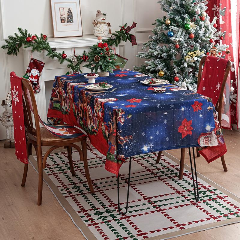 American Tablecloth Christmas Theme Table Cloth Printed Christmas Green Tablecloth Holiday Decorative Tablecloth Manufacturer