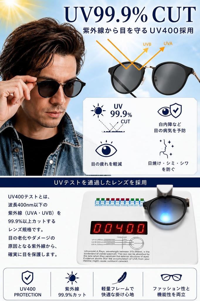 [FashionBerry] 2. Black x Yellow Mirror Sunglasses for Men, Wellington Style, 99% UV Protection, Lightweight Frame, UV Protection, Sports, Driving,