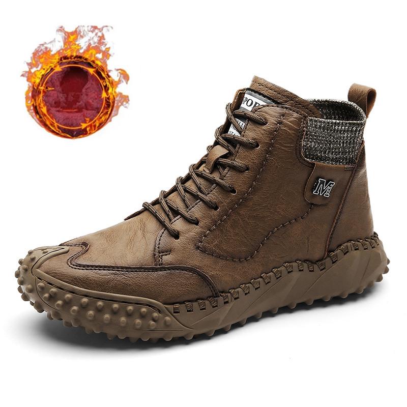 New Winter Waterproof Men Boots Plush Warm Snow Boots Outdoor Non-slip Men Ankle Work Boots Men's Motorcycle Boots Botas Hombre