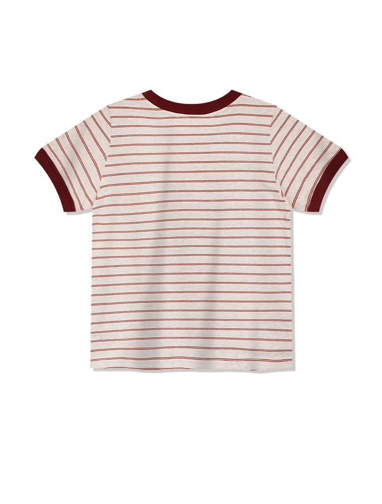 LA MAISON STUDIO Maison Hibiscus Stripe Ringer Short Sleeve Deepred(Fcg2Ts764W)