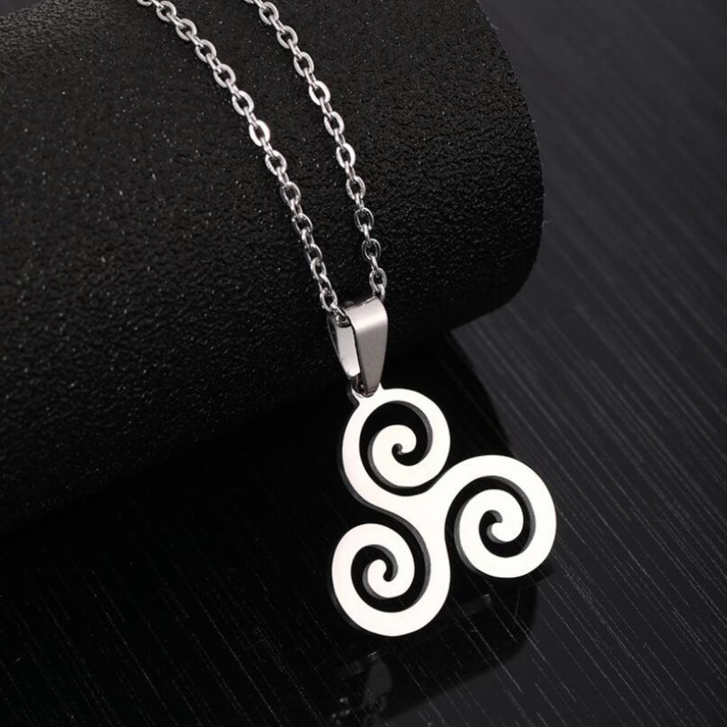 Triskele Symbol Pendant Necklace Stainless Steel Jewelry Gift for Women Men