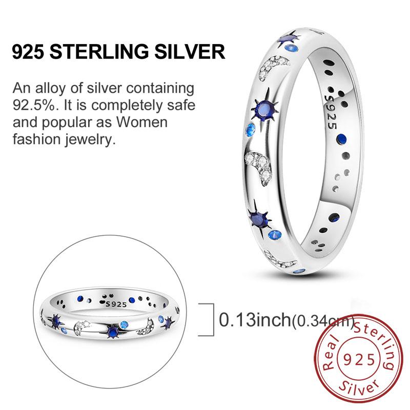 Rings 925 Silver Dragon Star Moon Blue Eyes Firefly Rings For Women Man Wedding Engagement Part Fashion Jewelry Gift