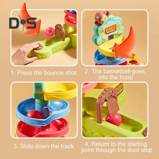 Kids Ball Shoot Track Toy with Scoreboard Balls Hammer Ball Electric Press Launcher with Rolling Ball Slide Educational Toddlers Boys Girls Ball