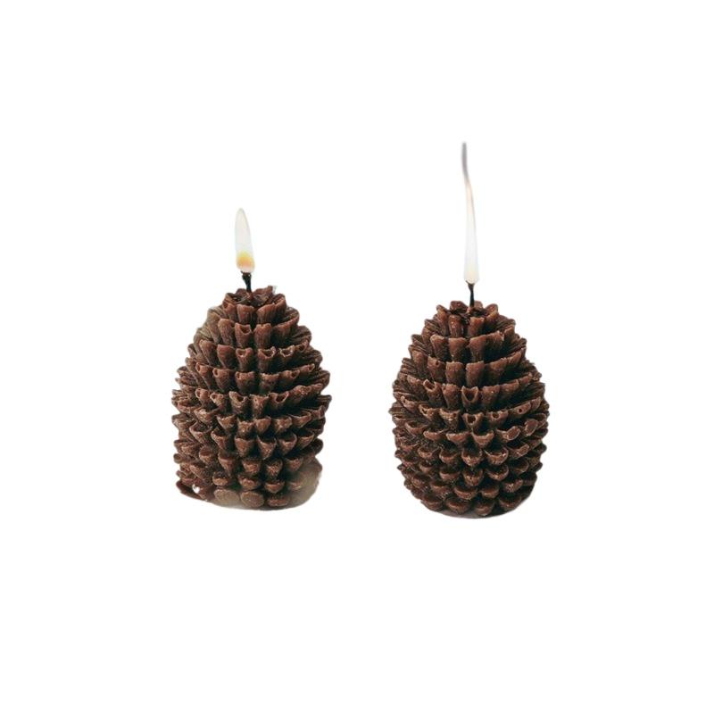 2/4PCS Christmas 3D Pinecone Candles Christmas Atmosphere Photography Arrangement Props Creative Home Decoration Ornaments
