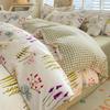 Watercolor Flower Duvet Cover Cotton Cartoon Bunny Comforter Cover Lovely Farm Animal Rabbit Bedding Set for Girly Bedroom Decor