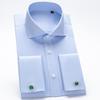 Men's Wedding French Cuff Dress Shirt Cotton 100% Long Sleeve Classic Fit Non Iron Windsor Collar Shirts with Free Cufflinks