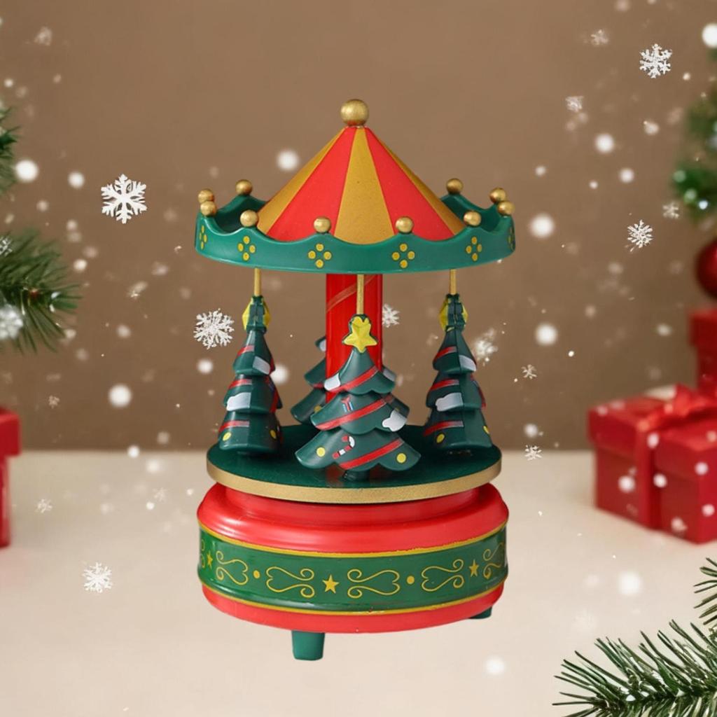 Christmas Carousel Music Box Decoration Multipurpose for Mom Grandmother Gift Lightweight 10.5x17.5cm Xmas Tree Design