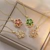 Light Luxury Spin Zircon Flower Pendant Necklace For Women Gold Color Quality High Sense Chain Necklaces Party Jewelry Gifts