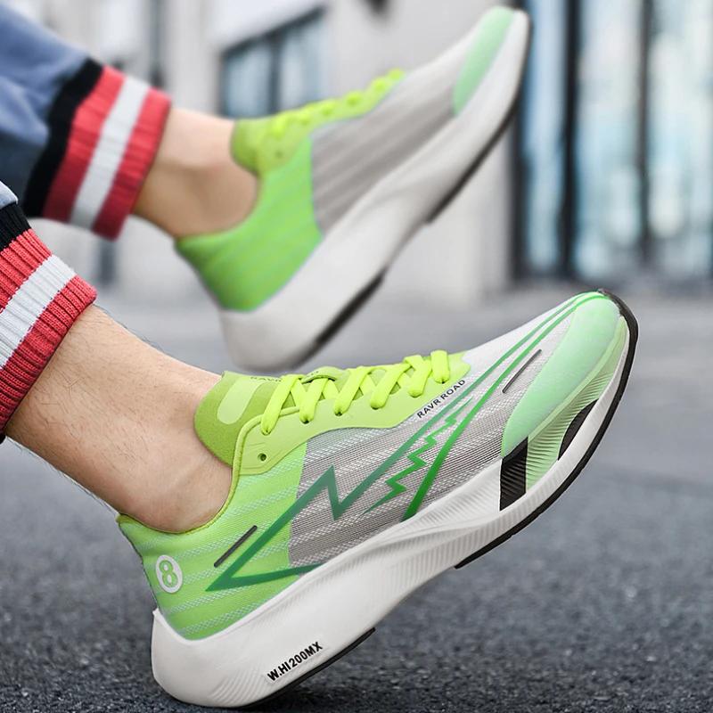 Fashion Men Sneakers Full Palm Carbon Plate Running Shoes Women Lightweight Tennis Shoes Marathon Racing Shock-absorbing Training Shoes