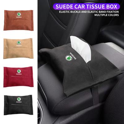 NYDM6 Suede Car Hidden Tissue Holder Box for Octavia 2 A7 A5 Rapid Fabia Yeti Superb KAMIQ KAROQ Kodiaq SCALA Citigo Virs