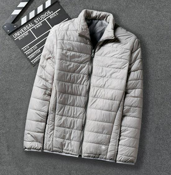 Men Autumn Winter Warm Lightweight Hooded Cotton Jacket Fashionable Short Casual Portable Stand Collar