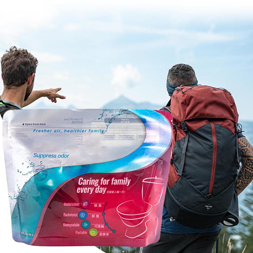 Portable Toilet Gel 30 Pieces Camping Toilet Powder Liquid Solidifier Pee Absorbent Gel for Travel Backpacking Camping Outdoor