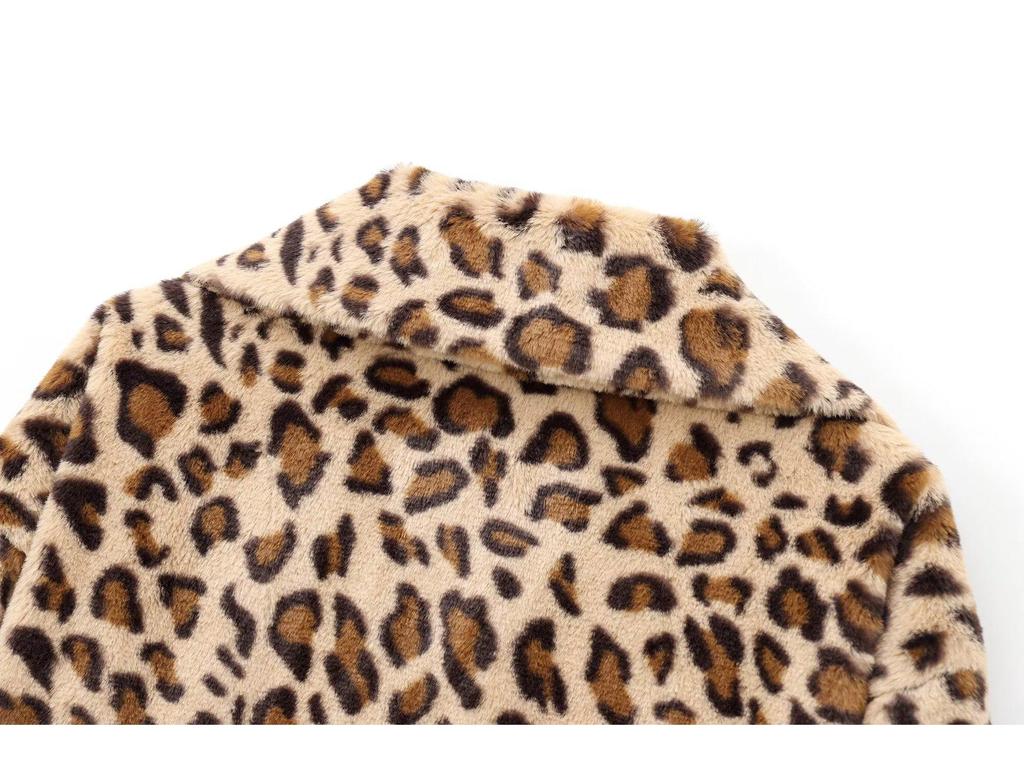 2024 Fall/Winter Faux Fur Leopard Print Mid-Length Coat