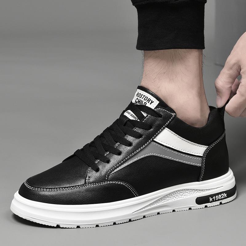 Spring New Outdoor Men's Sports Leisure Shoes White Height Increasing Men's Real Leather Shoes Anti Slip Mountaineering Shoes