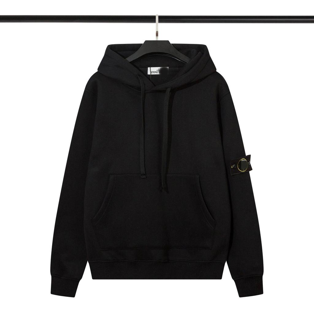 Unisex jednobarevná mikina s kulatým výstřihem, nášivkou a dlouhým rukávem