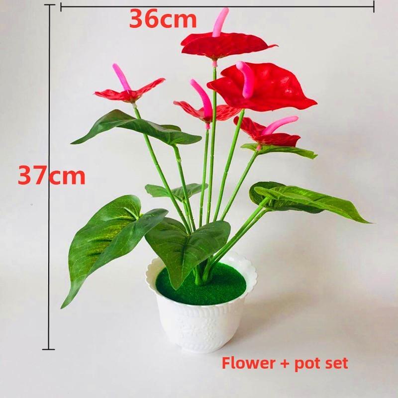 Red Artificial Anthurium Potted Flower For Outdoor Events Interior Decoration
