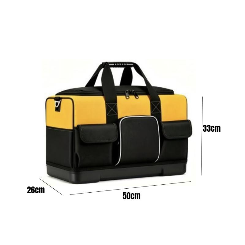 Large Heavy-Duty Tool Bag with Wide Mouth Opening Reinforced Plastic Bottom for Electricians Mechanics Gardeners Durable Oxford