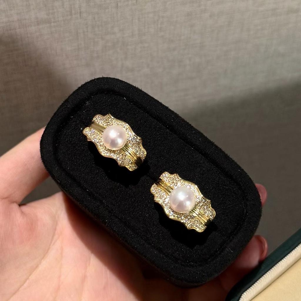 Super Beautiful Leaf Skirt Edge Ring Paired with 8-9mm Natural Freshwater Bread and Real Pearl Ring As a Bride's Souvenir Gift