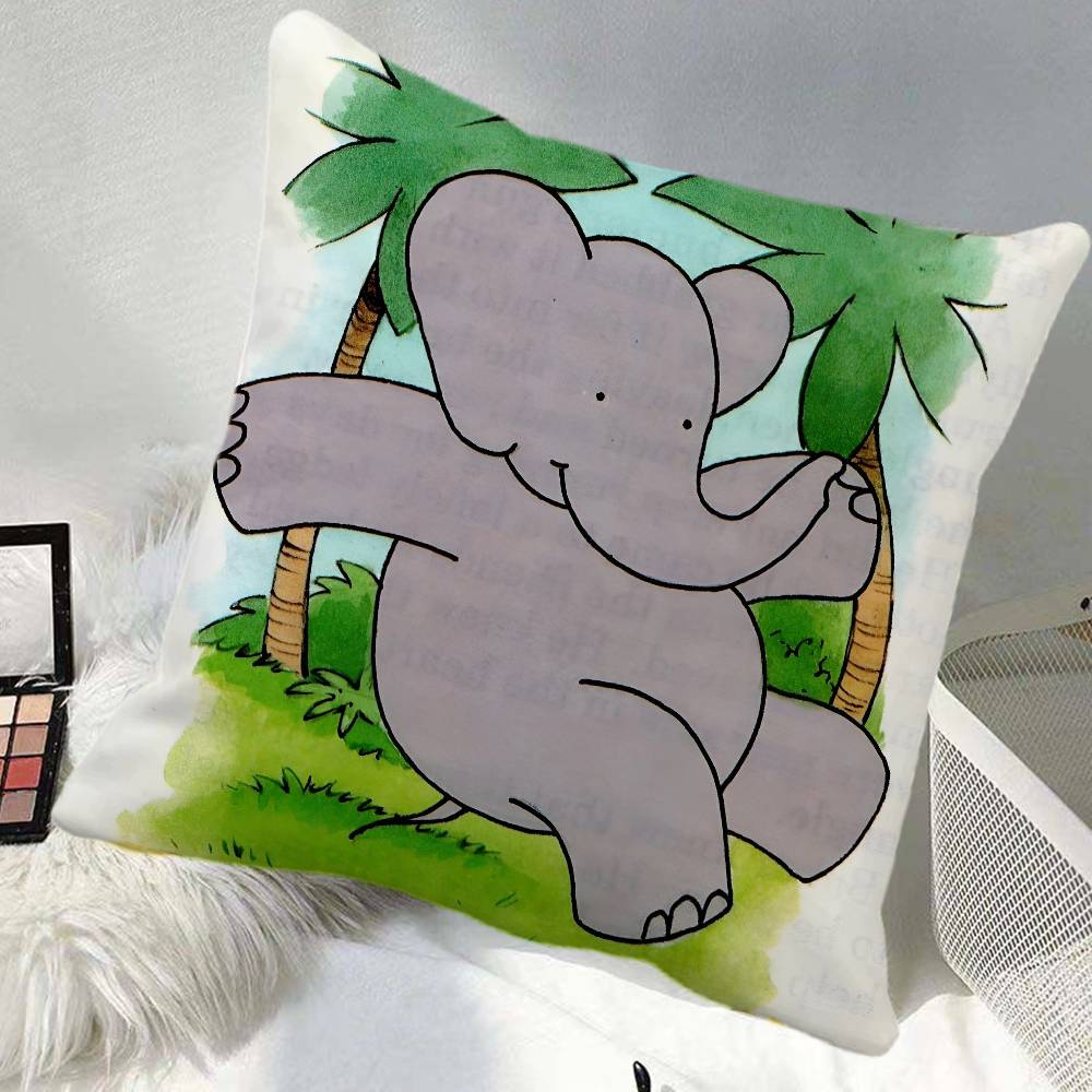 BBabar The Elephant Pillow Case Square Pillow Bedroom Sofa Leisure Comfort Cushion Car Home Decoration